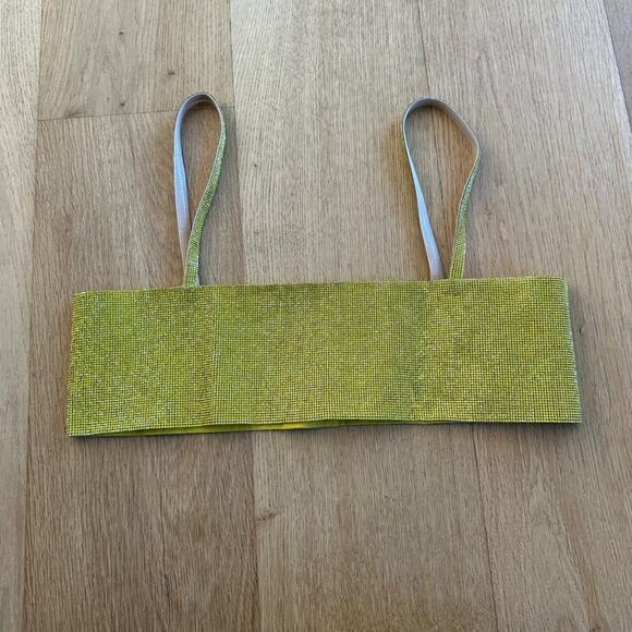 Nué Women's Yellow Crystal Embellished Charlotte Cropped Top - Picture 1 of 7